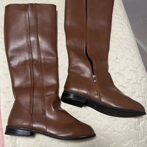 Brown Leather Knee-High Boots